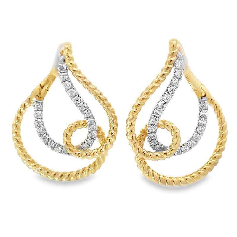 3D Open Filigree Diamond Tear Drop Earrings