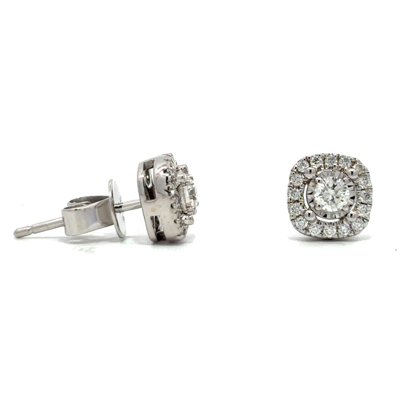 Cushion Shaped Diamond Halo Earrings