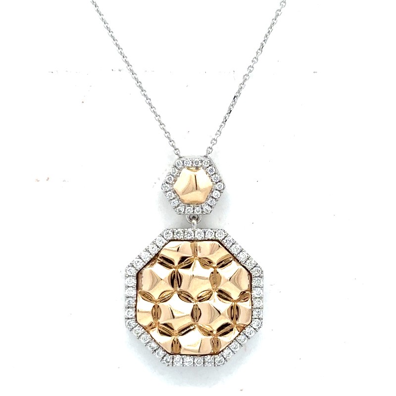 Two Tone Diamond Pendant Necklace