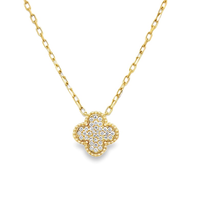 Bleau 18 karat yellow gold diamond clover necklace