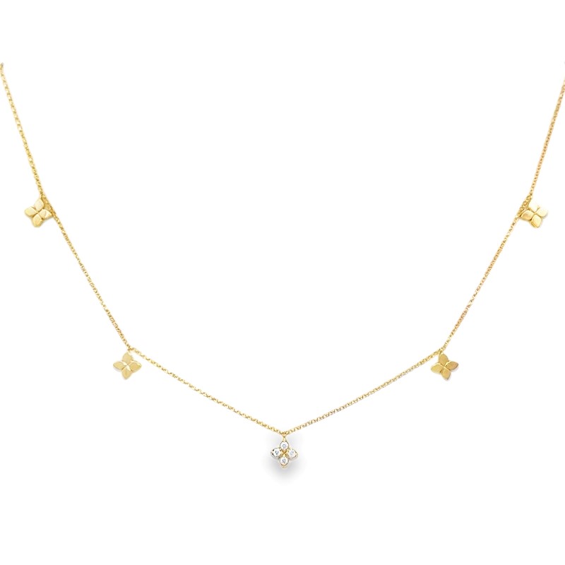 Roberto Coin Love By The Inch Diamond & Polished Flower Station Necklace