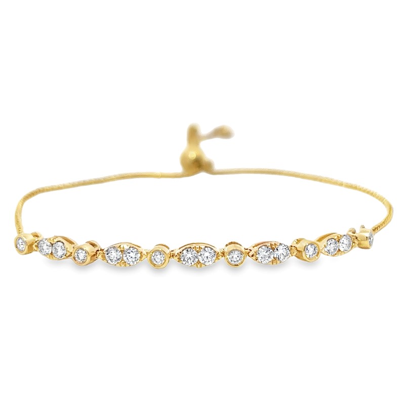 Diamond Marquise And Round Link Bolo Bracelet