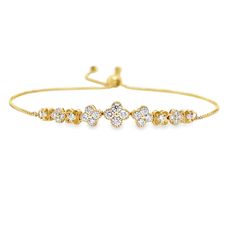 Graduated Diamond Clover Bolo Bracelet