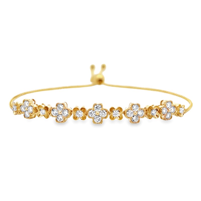 Alternating Diamond Clover Bolo Bracelet