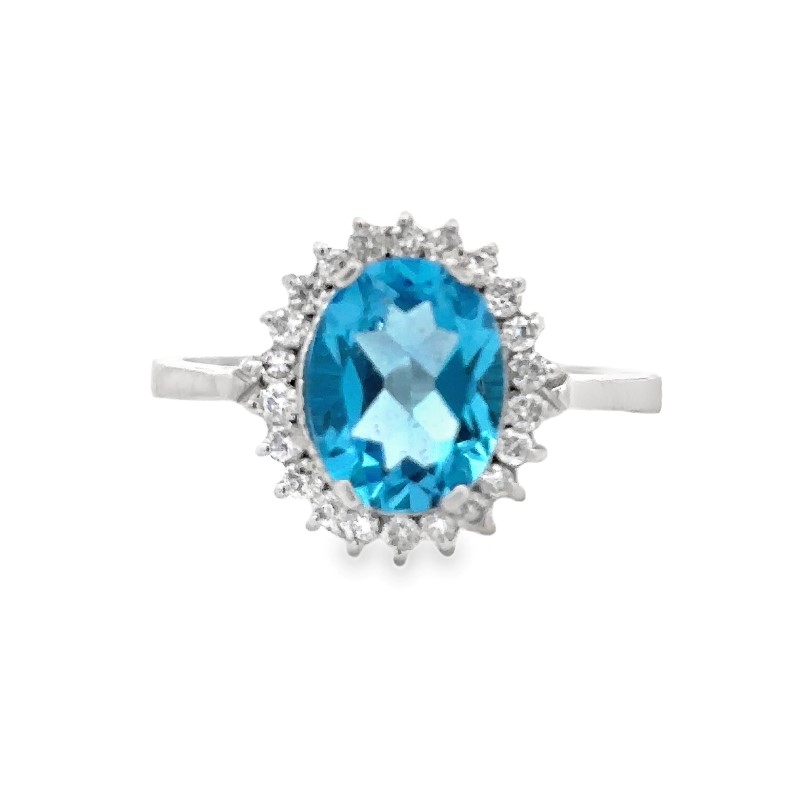 Blue Topaz And Diamond Ring