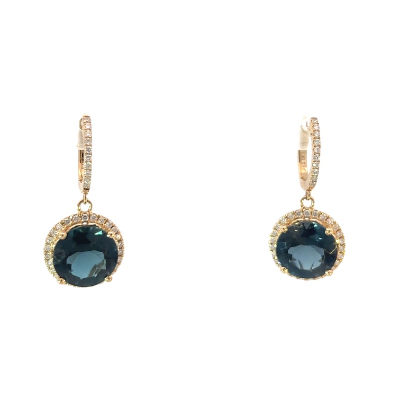 London Blue Topaz And Diamond Drop Earrings