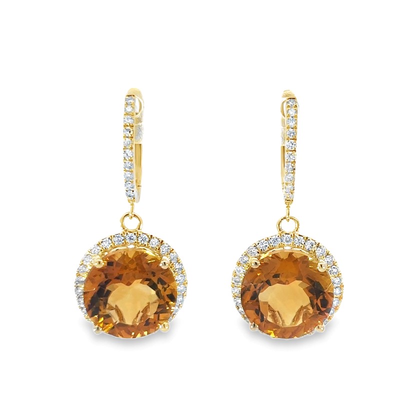 Citrine And Diamond Drop Earrings