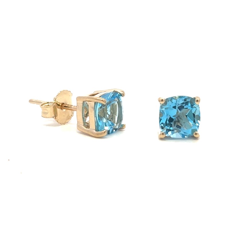 Swiss Blue Topaz Stud Earrings