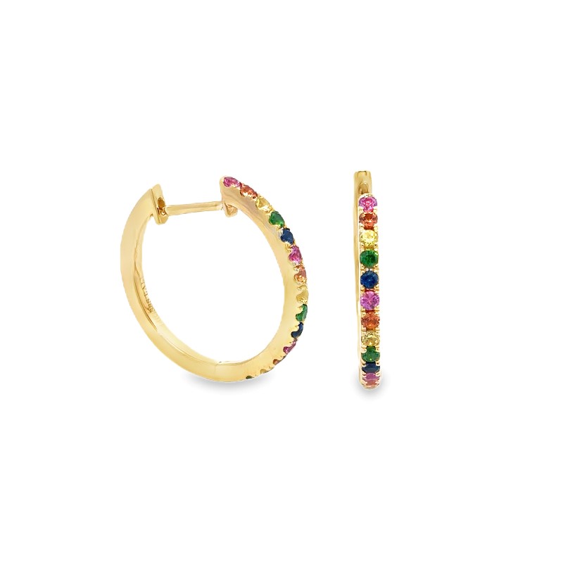 Multi Color Sapphire Hoop Earrings