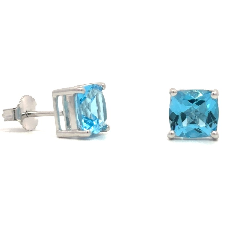 Swiss Blue Topaz Stud Earrings