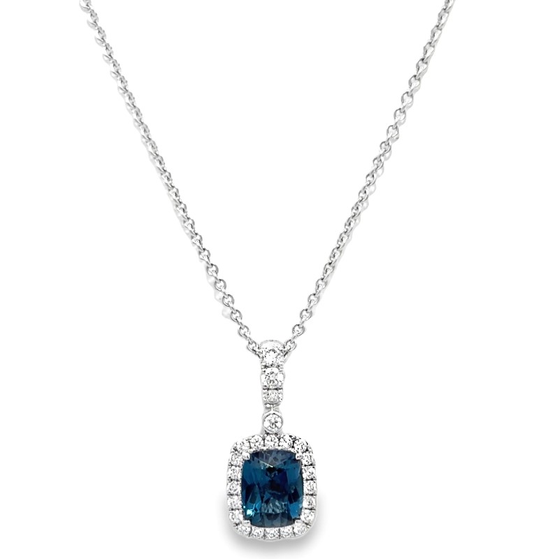 Charles Krypell Reversible London Blue Topaz  Blue Sapphire  and Diamond Starburst Pendant Necklace