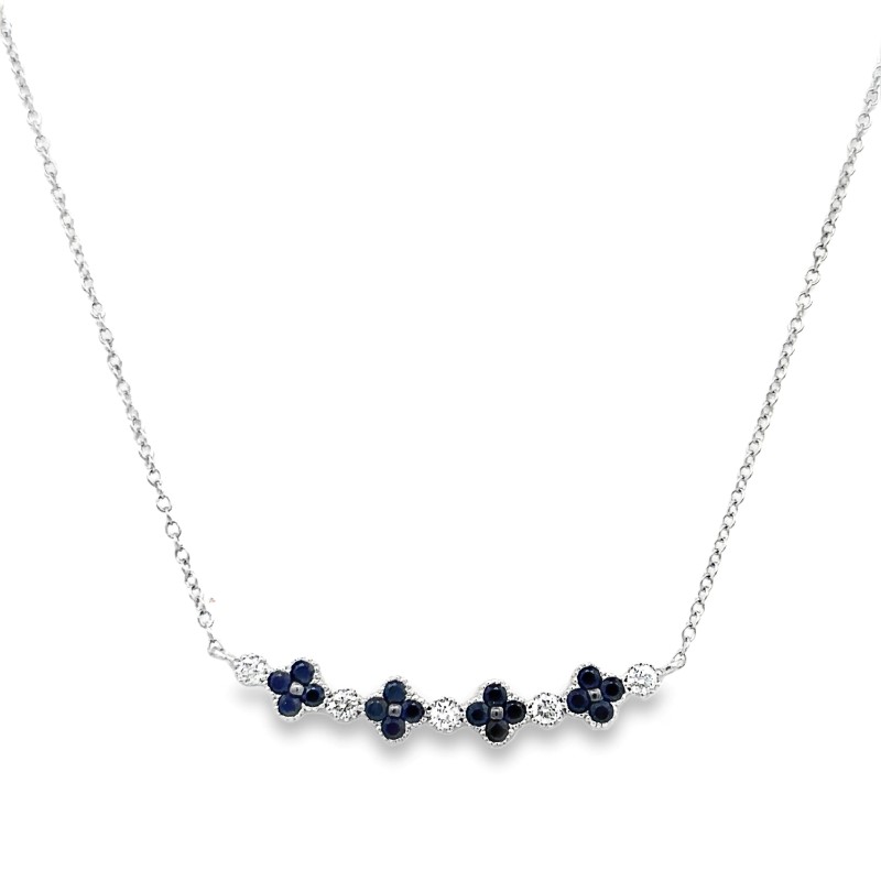 Blue Sapphire And Diamond Smile Necklace