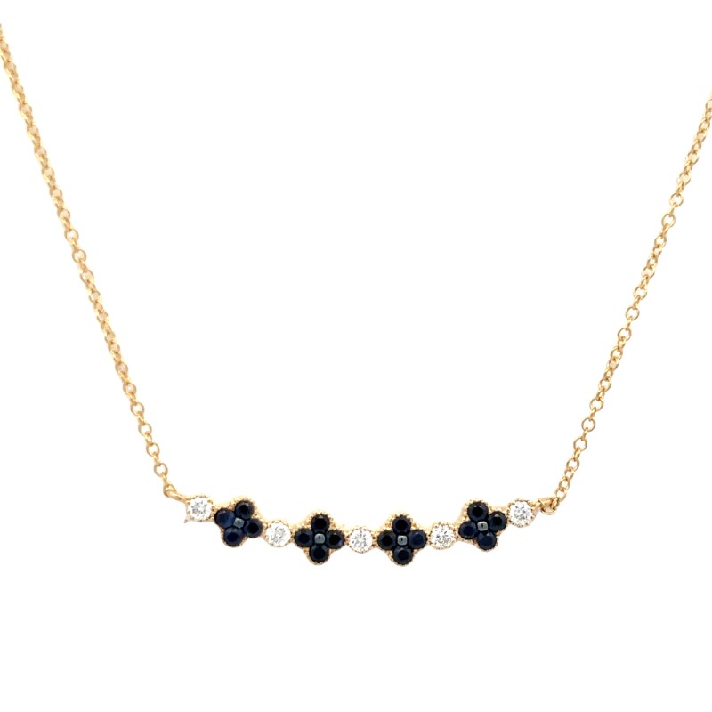 Blue Sapphire And Diamond Smile Necklace