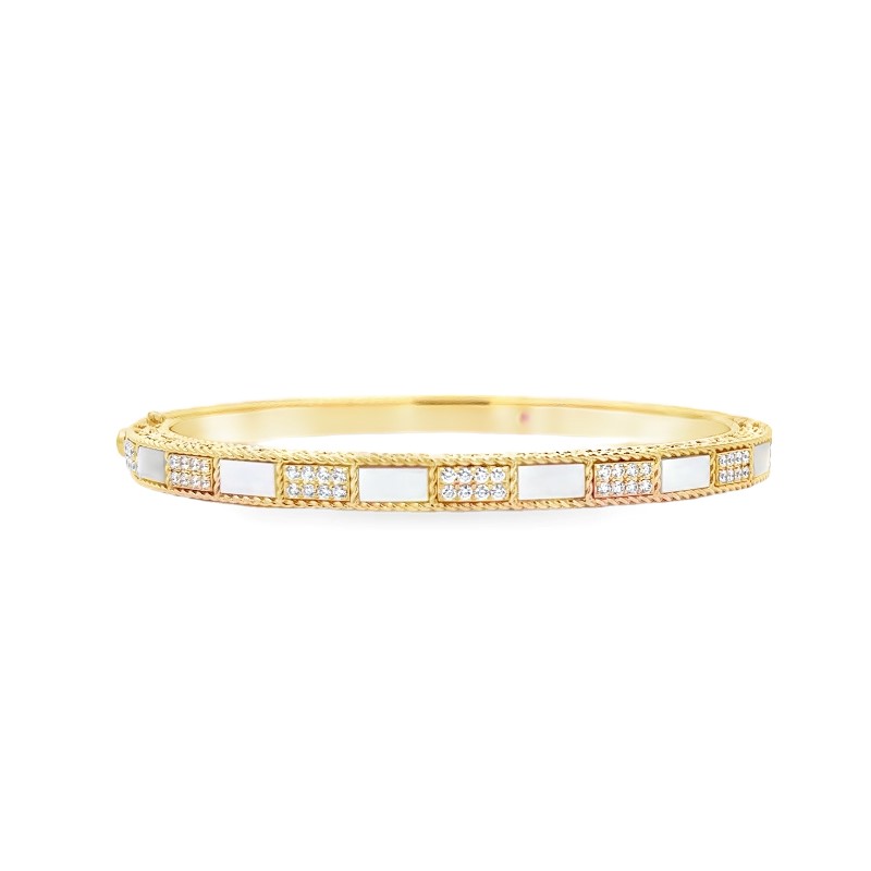 Roberto Coin Mosaic Diamond & Mother Of Pearl Bangle