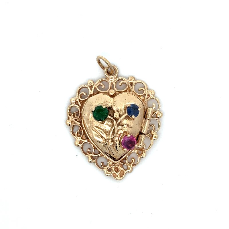 Estate 3-D Heart Locket Pendant