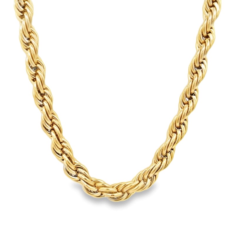 Italgem Yellow Gold Stainless Steel Rope Necklace 30 Inches.