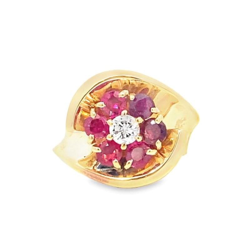 Estate Ruby And Diamond Bypass Ring