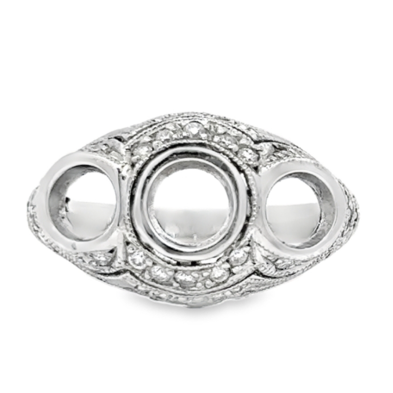 Platinum Diamond 3 Across Semi Mount Ring