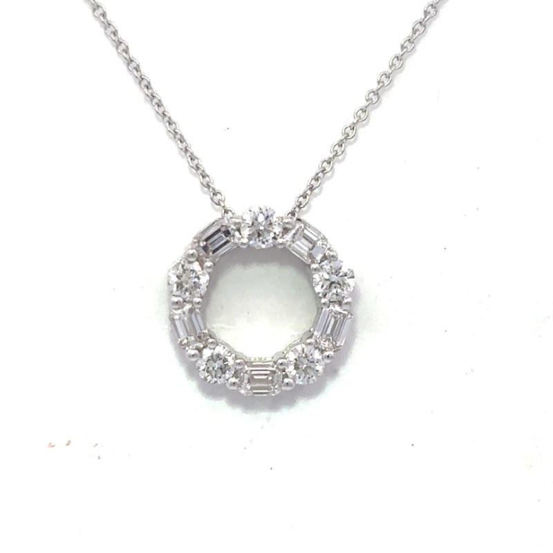 Diamond Cut Out Circle Pendant Necklace