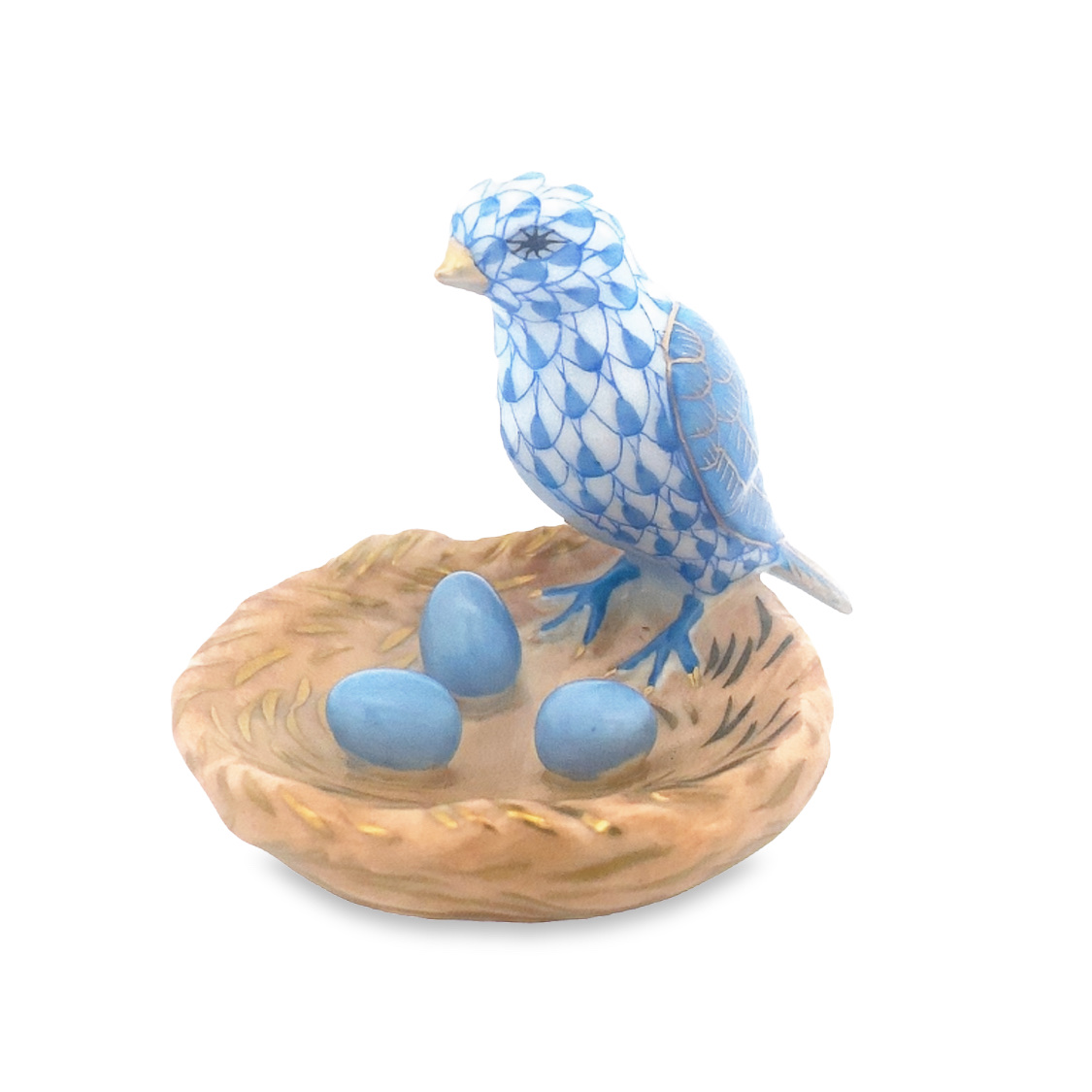 Herend Blue Bird With Nest