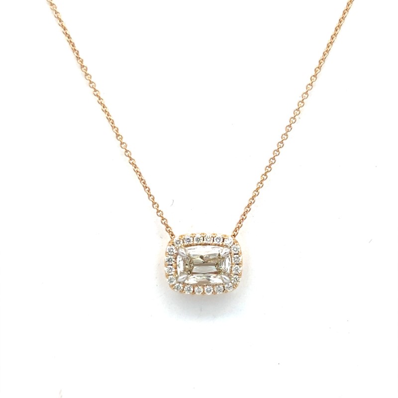 Henri Daussi Cushion Cut Diamond Necklace