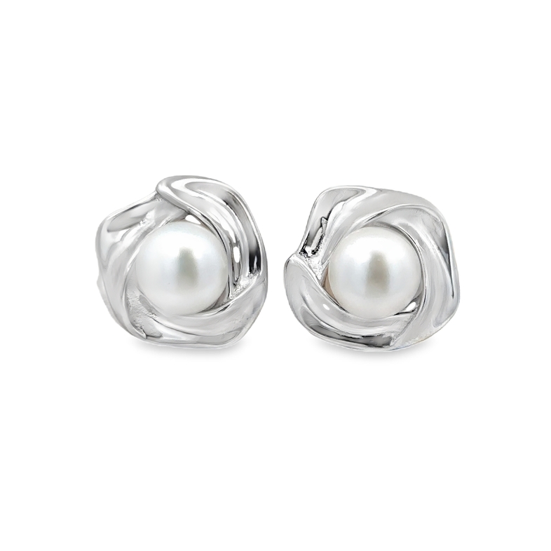 Sterling Silver Pearl Stud Earrings