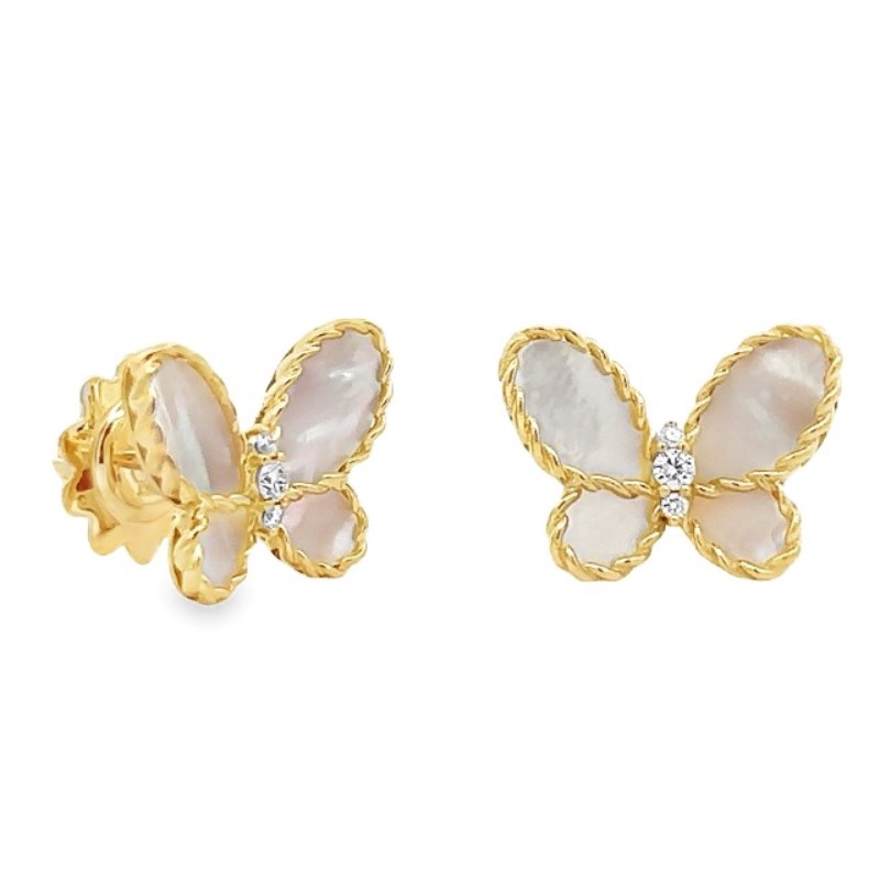 Roberto Coin Mother Of Pearl Butterfly Earrings With Diamonds