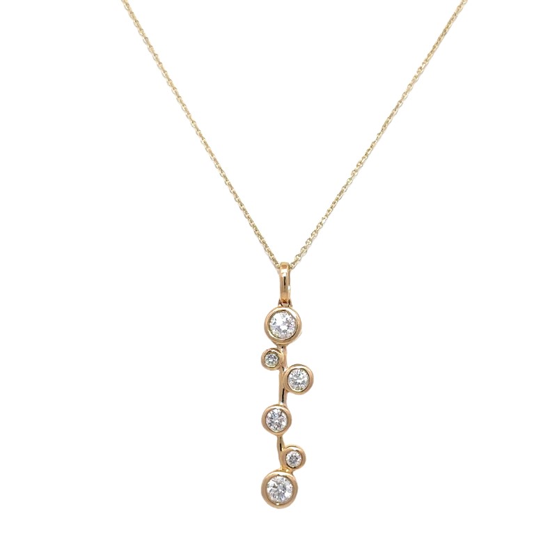 Bezel Diamond Drop Pendant Necklace