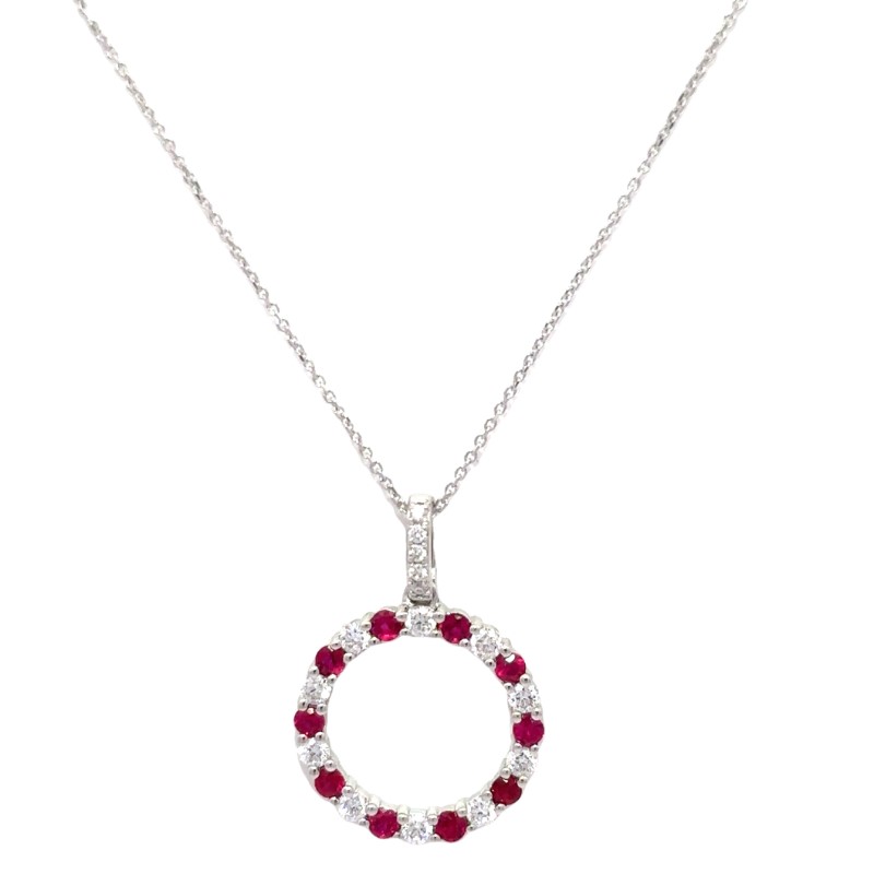 Ruby And Diamond Circle Of Life Pendant Necklace