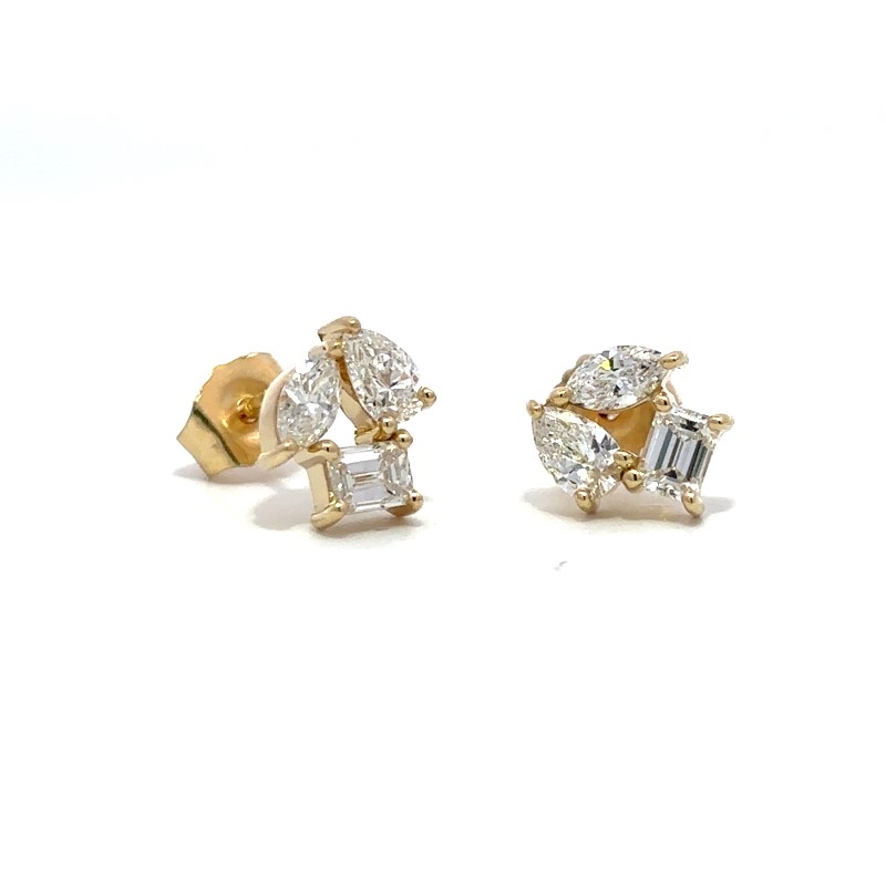 Multi Shape Diamond Stud Earrings