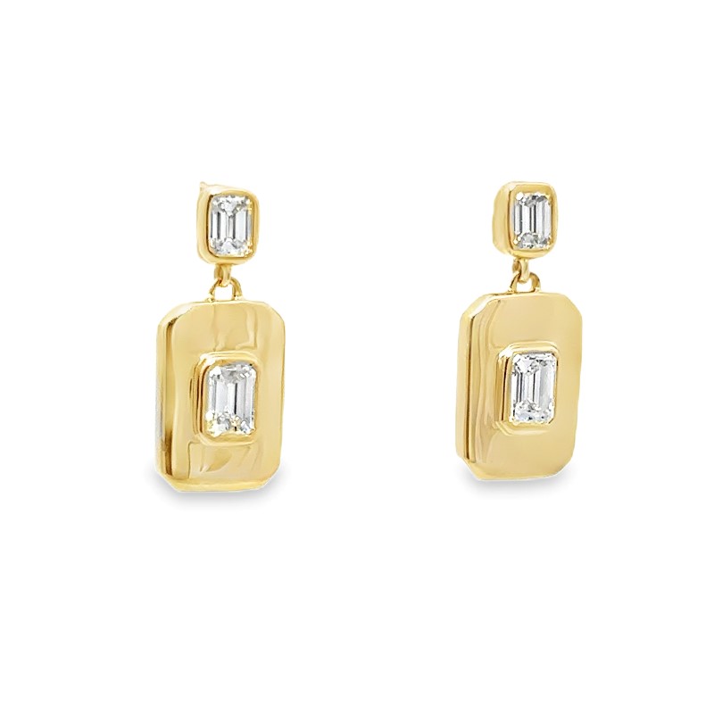 Rectangular Diamond Dangle Earrings