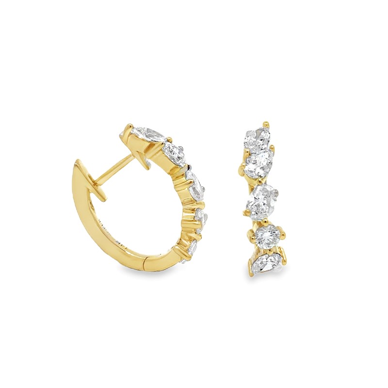 Multi Shape Diamond Huggie Earrings