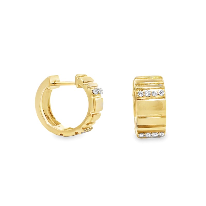 Diamond Row And Gold Huggie Earrings