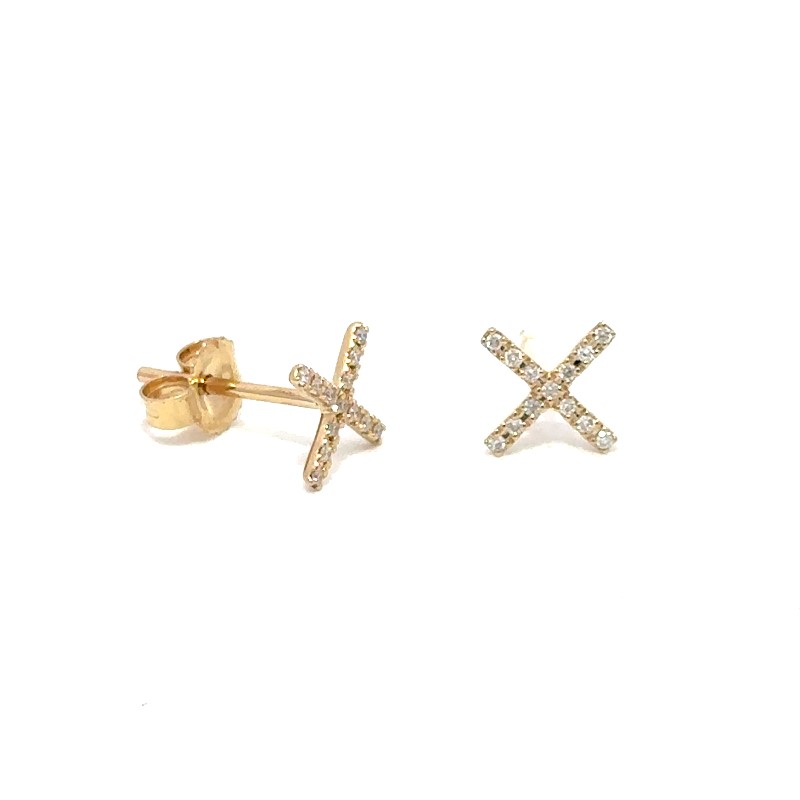 Beny Sofer Pave Diamond X Stud Earrings