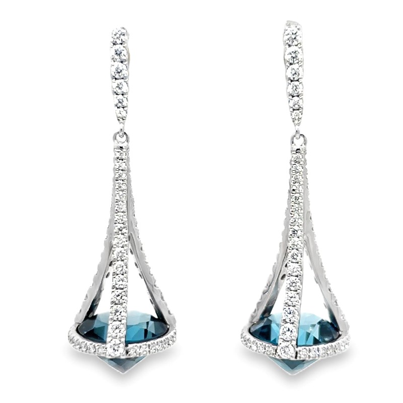 Charles Krypell London Blue Topaz & Diamond Pastel Chandelier Earrings