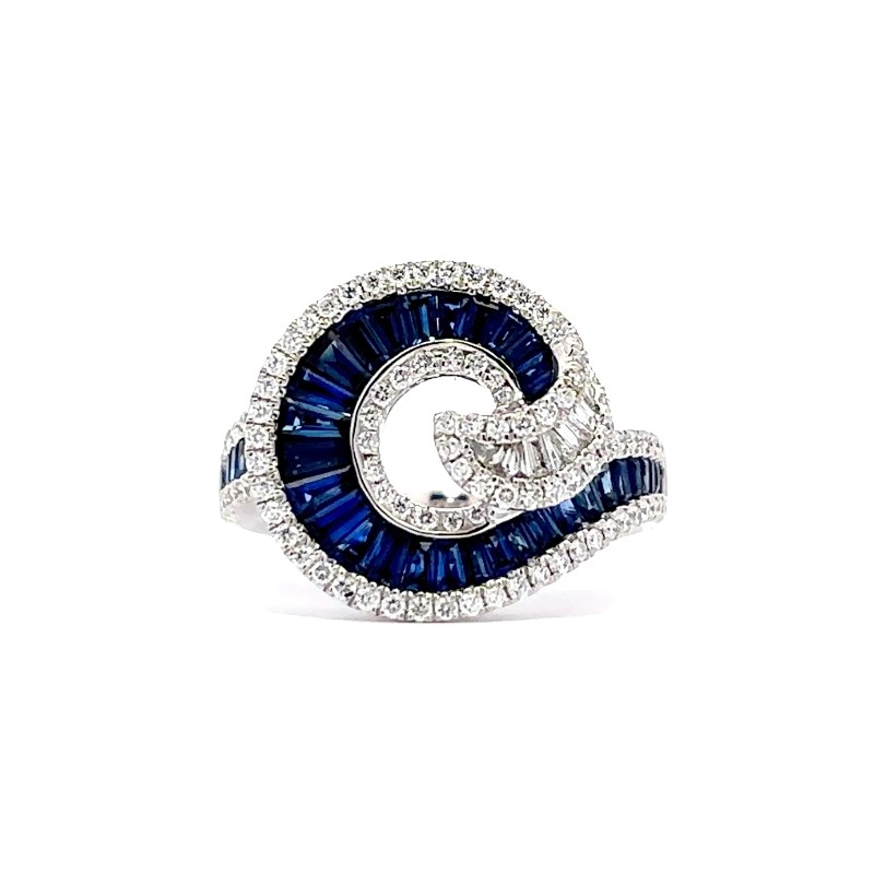 Charles Krypell Blue Sapphire And Diamond Ring