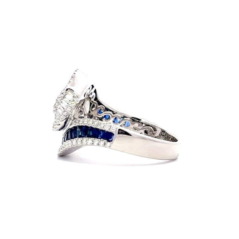 Charles Krypell Blue Sapphire And Diamond Ring