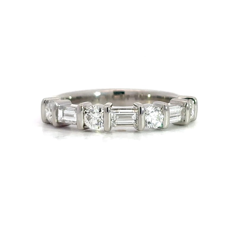 Platinum Bar Set Diamond Wedding Band