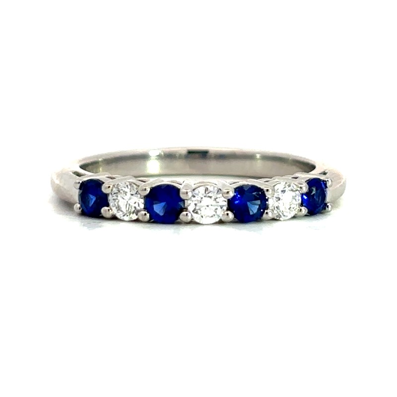 Platinum Blue Sapphire And Diamond Band