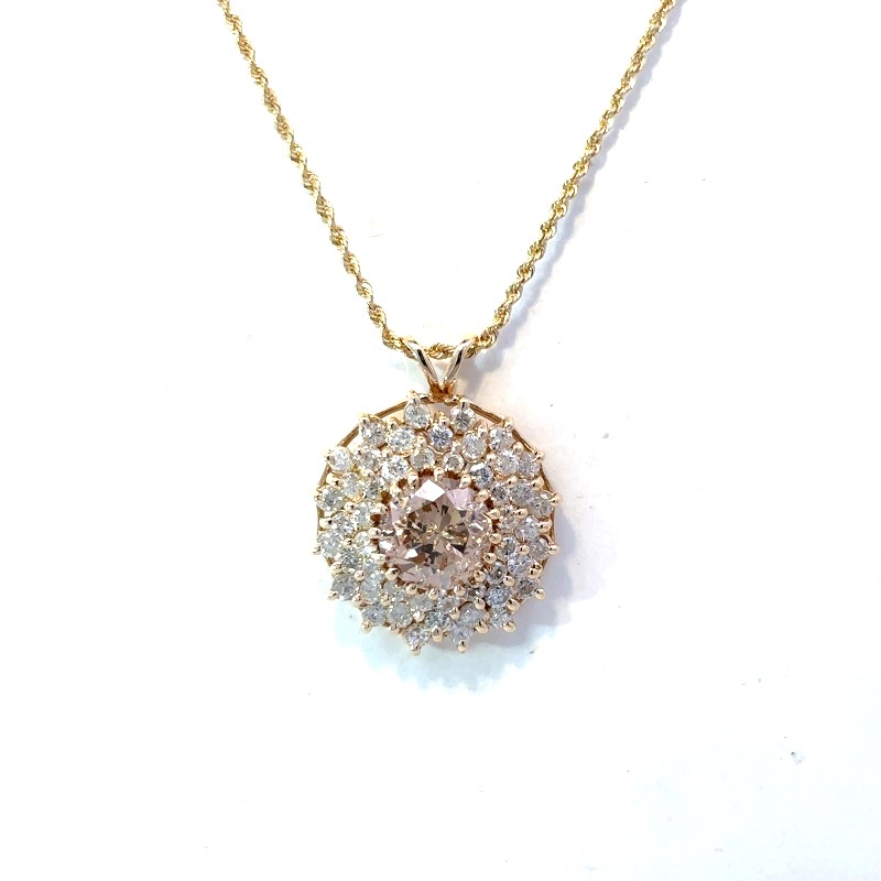 Estate Cognac and Full Cut Diamond Pendant