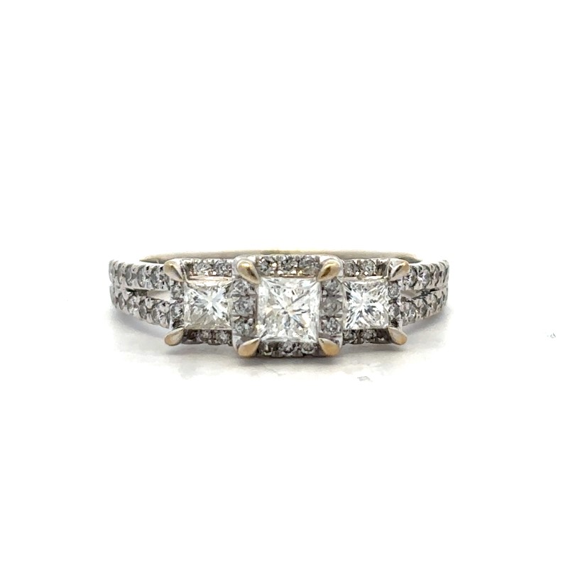 Estate Princess Cut And Full Cut Diamond Ring