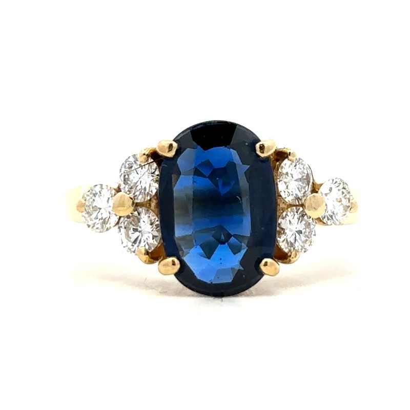 Estate Blue Sapphire And Diamond Ring