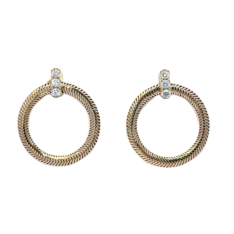 Snake Chain Design Diamond Hoop Earrings