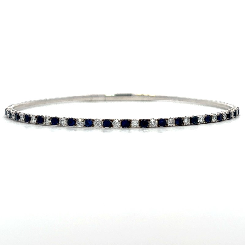 Blue Sapphire and Diamond Flexible Bangle