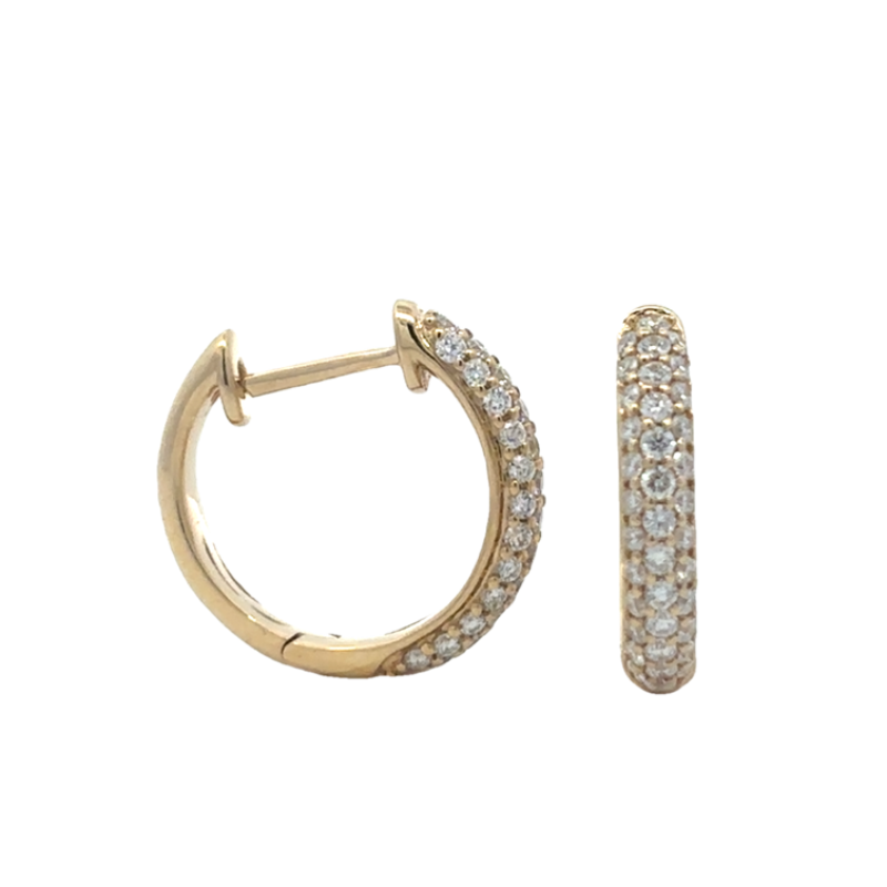 3 Row Diamond Huggie Earrings