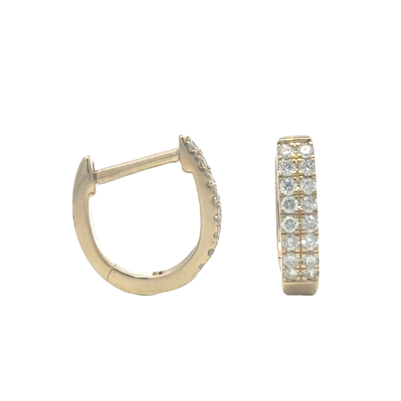 2 Row Oval Diamond Huggie Earrings