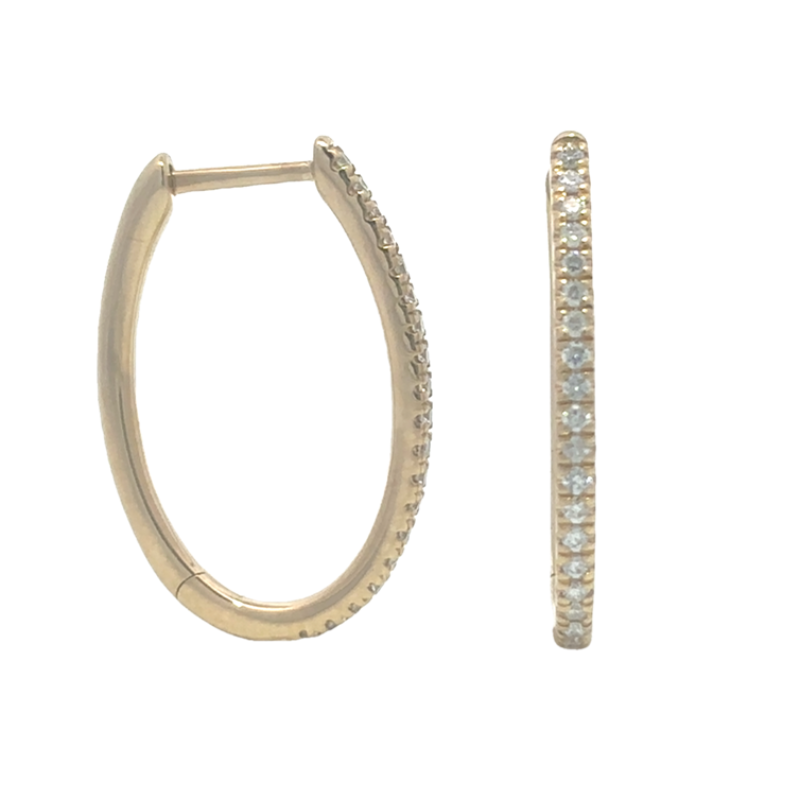 Oval Diamond Hoop Earrings