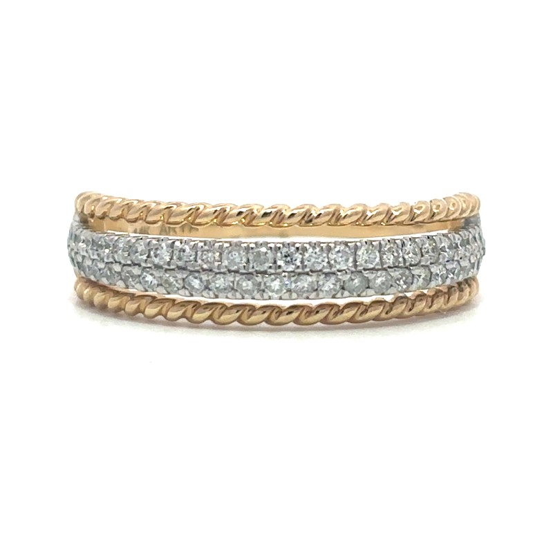 Two Tone Micro Pave Diamond Band