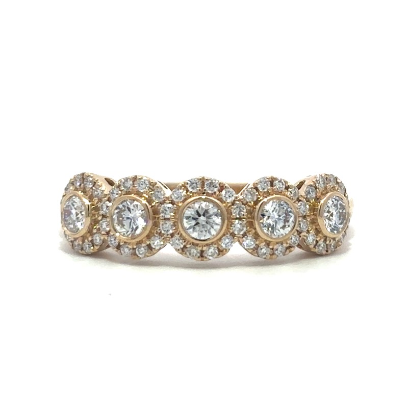 5 Stone Diamond Halo Band