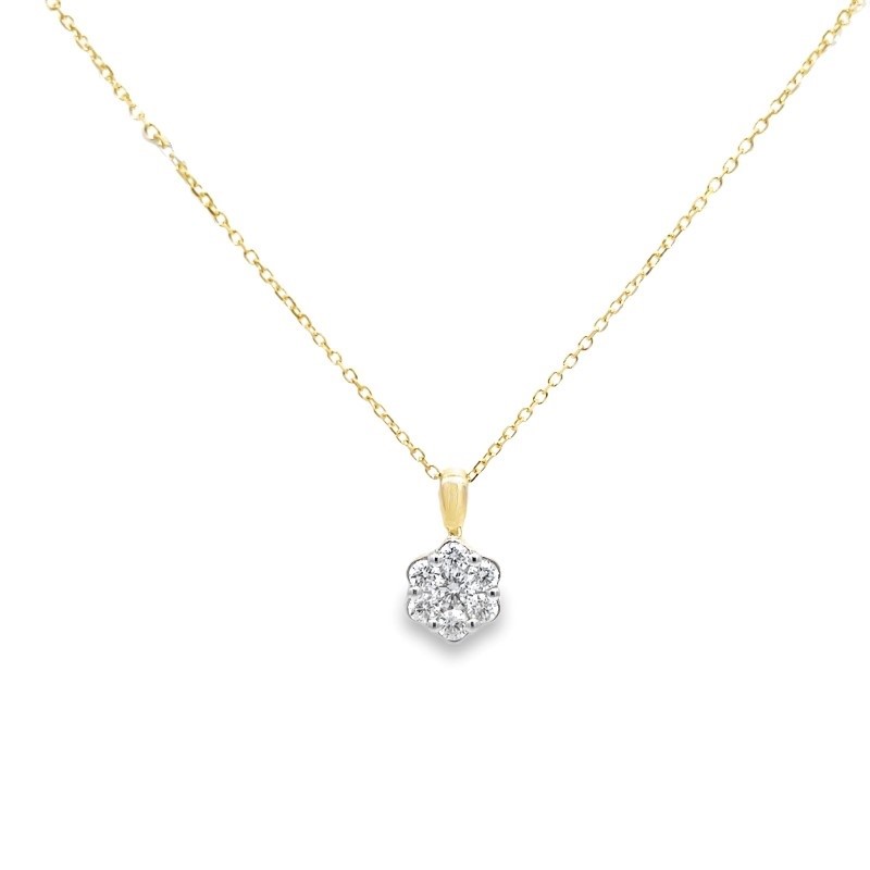 Round Diamond Cluster Pendant Necklace